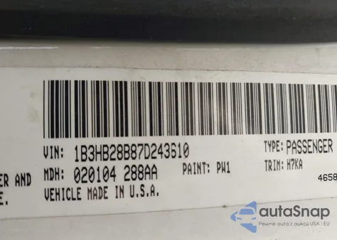 2007 Dodge Caliber from USA, damaged, VIN 1B3HB28B87D243610